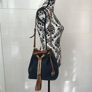 Michael Kors Blue and Brown Shoulder Bag